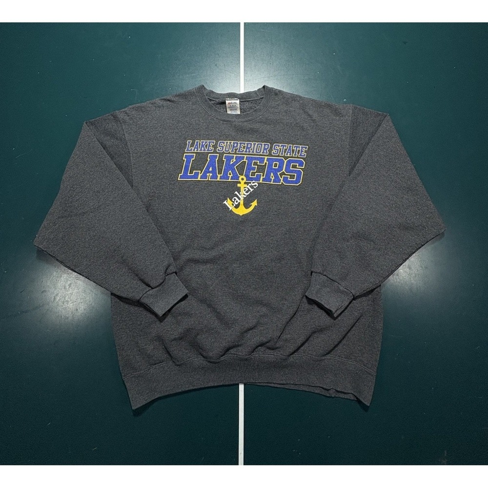 Vintage Lake Superior State University Crewneck Sweatshirt Men's XL Gray 90s
